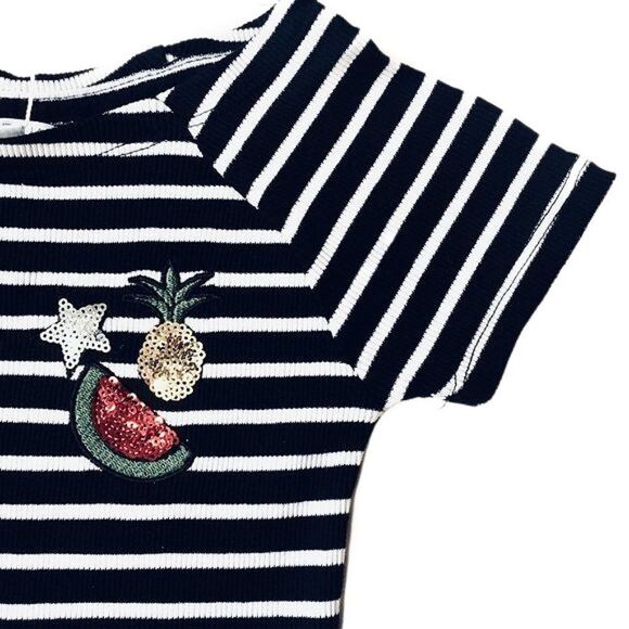 𝅺piazza Italia B&W Striped Ribbed Crop Top - Picture 4 of 5